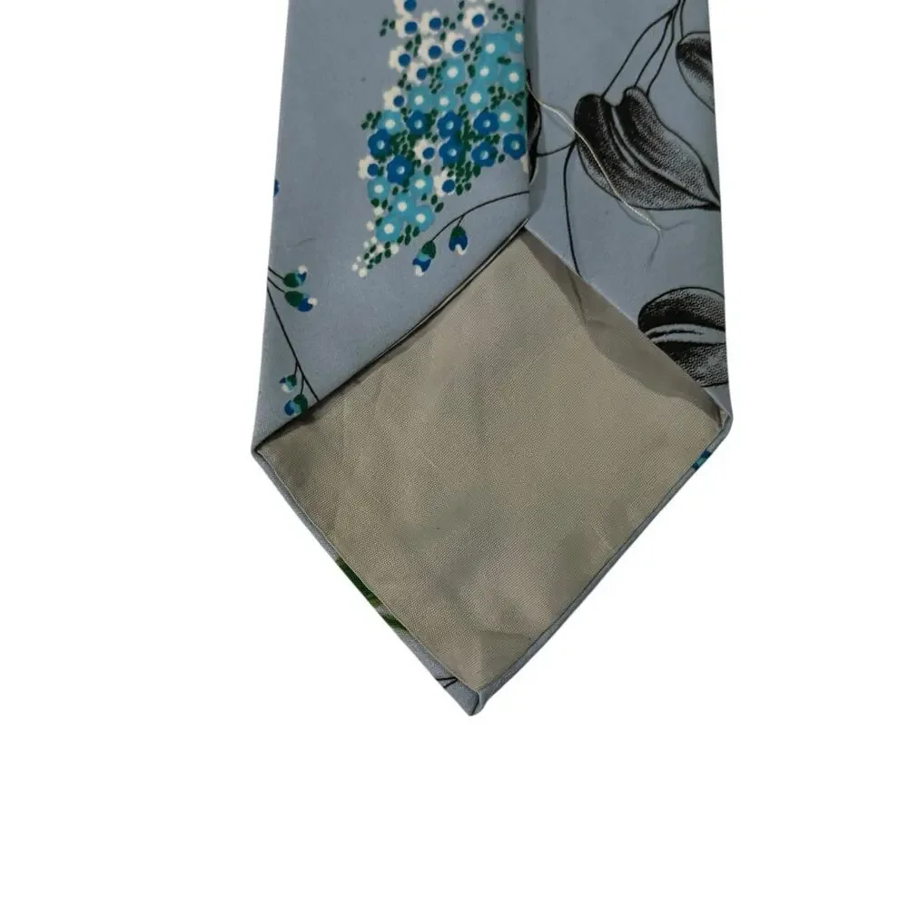 Vintage 60’s Joseph Horne Blue Floral Flowers Novelty Necktie